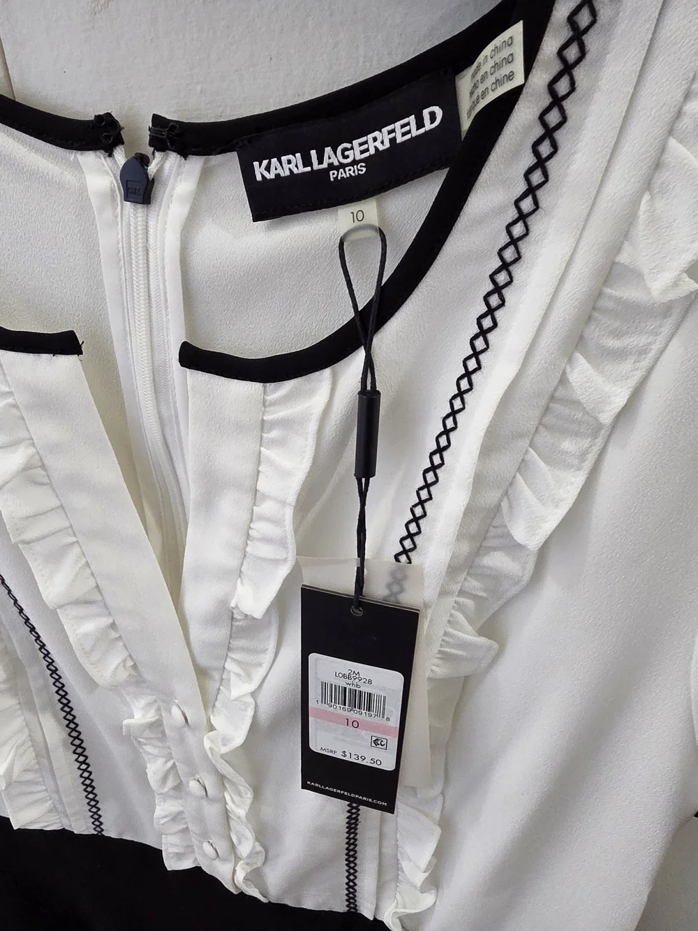 Karl Lagerfeld Black Midi Pencil Skirt with Fluted Hem